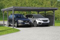 Doppelcarport mit PVC-Dachplatten grau 606x505cm L1243