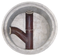 Bodenstück 800/500mm mit Steinzeugschale 150mm Einlass 9+12 Uhr - Auslass 6 Uhr