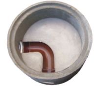 Bodenstück 800/500mm mit Steinzeugschale 150mm Einlass 9 Uhr -  Auslass 6 Uhr